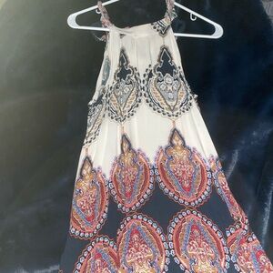 Bohemian Tunic Tie Neck Dress